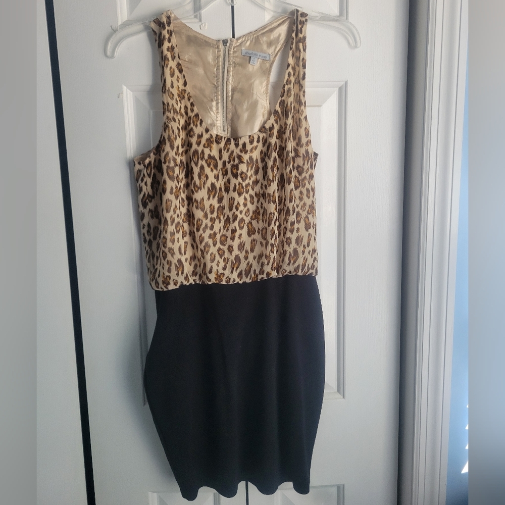 Leopard Print and Black Dress